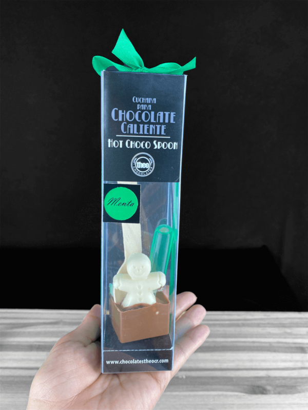 Cucharas para derretir y hacer tu propio chocolate caliente con apliques navideños y un shot de menta, servicio a domicilio, personalizamos para empresas